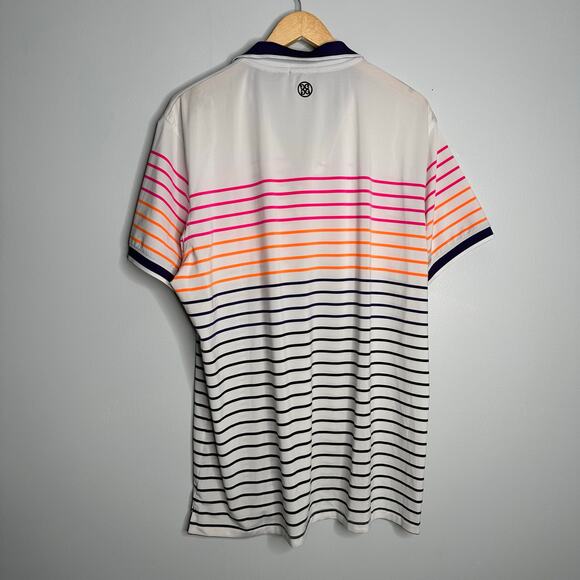 G/FORE Men's White Variegated Striped Polo Performance Golf Shirt Size XL - Picture 6 of 7